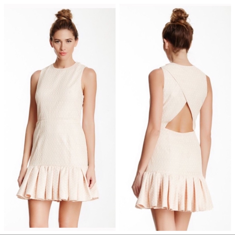 Jill Stuart Open Back Drop Waist Pink Blush Dress Ruffle Hem M 10 NWT